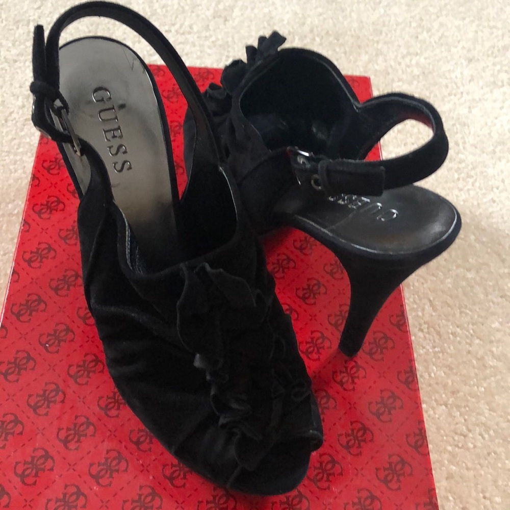 Guess Swede peep toe sling back heels